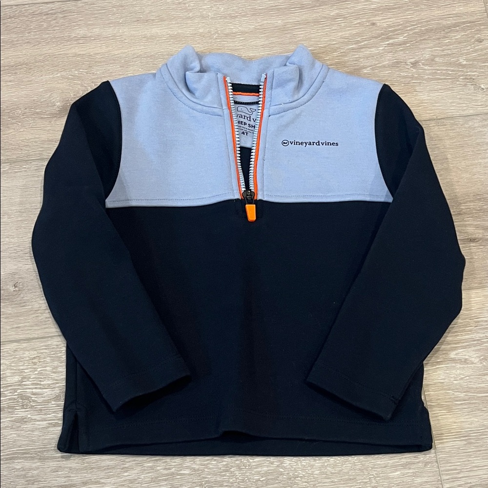 Vineyard Vines Kids Black and Light Gray Quarter-Zip Sweatshirt